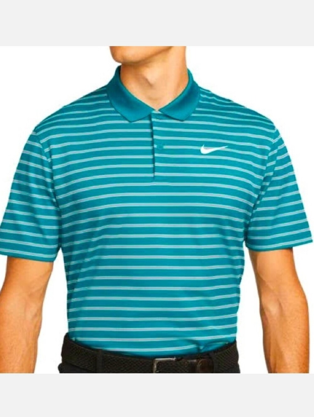 Nike Dri-Fit Men’s Teal White Striped Polo Shirt XL